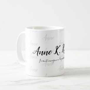Caneca De Café elegante nome manuscrito preto branco