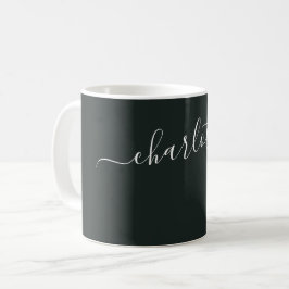 Caneca De Café Elegante Nome Personalizado Cor Verde Escuro da Se