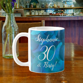 Caneca De Café Elegante Ocean Blue 30 e Flirty Birthday