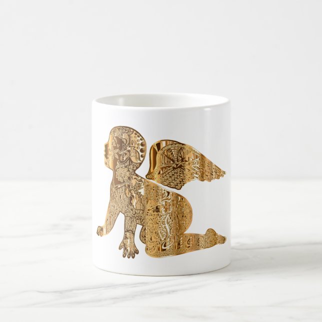 Caneca De Café Elegante Ouro brilhante Angel Heavenny White (Centro)