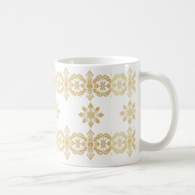Caneca De Café "Elegante Ouro Pattern Mug" (Direita)