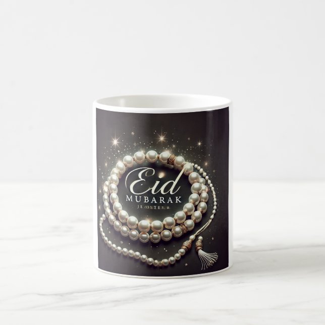 Caneca De Café Elegante Pearl Tasbih Eid Mubarak (Centro)