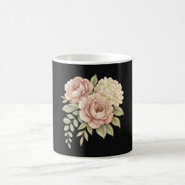 Caneca De Café Elegante Peônia e Hortênsia em Aquarela no Dia das