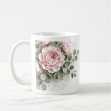 Elegante Peônia Rosa Dourada Geométrica