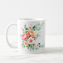 Elegante Peônia Rosa em Aquarela e Flora de Rosa A