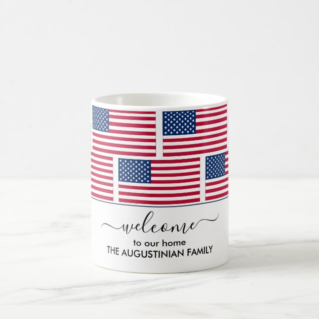 Caneca De Café Elegante personalizado EUA AMERICAN FLAG Bem-vindo (Centro)