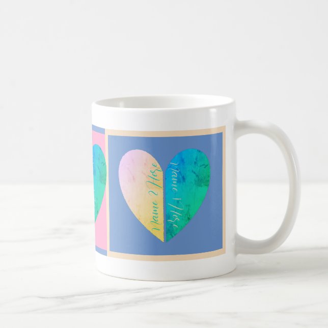 Caneca De Café Elegante Personalizado Sua e Metade dos Corações (Direita)