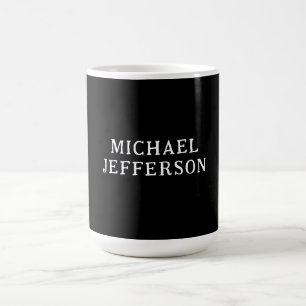 Caneca De Café Elegante Preto Branco Personalizado Personalizado