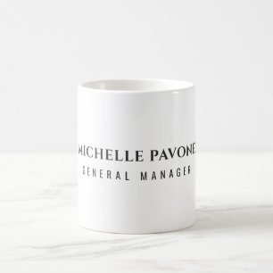 Caneca De Café Elegante Preto & Branco Simples Plano Profissional