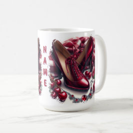 Caneca De Café Elegante Red High Heels com Cereja