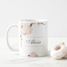 Caneca De Café Elegante Romântico Blush Floral Cor-de-Rosa, Ponti
