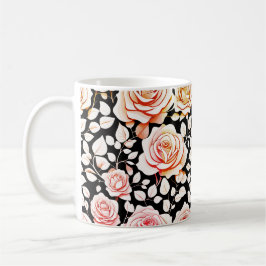 Caneca De Café Elegante Rosa Blooms