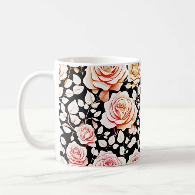 Caneca De Café Elegante Rosa Blooms (Esquerda)