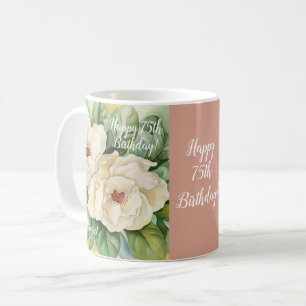 Caneca De Café Elegante Rosa Dourado 75º Apelido Floral de Aniver