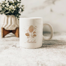 Elegante Rosa Dourado Floral Nome Personalizado