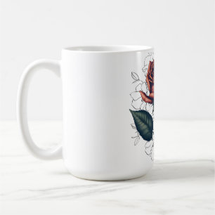 Caneca De Café Elegante Rosa Vintage – Design de Camiseta de Arte