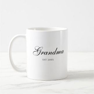 Caneca De Café Elegante Roteiro Vovó com ano de estabelecimento
