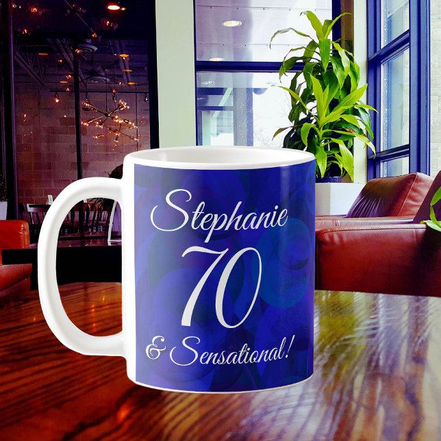 Caneca De Café Elegante Royal Blue 70 e aniversário sensacional (Criador carregado)