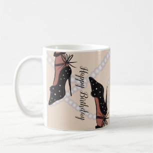 Caneca De Café Elegante Salto Alto Beleza Fashionista Aniversário