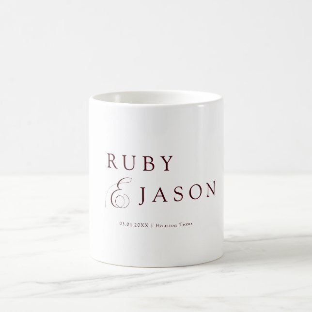 Caneca De Café Elegante Script Burgundy Real (Centro)