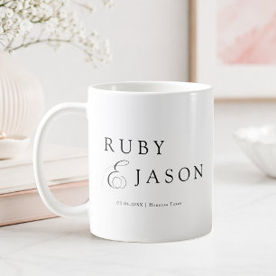 Caneca De Café Elegante Script Royal Preto