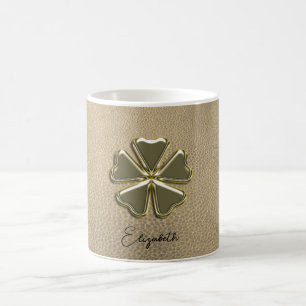 Caneca De Café Elegante Shamrock Dia de São Patrício em Couro