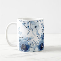Elegante Stormy Blue Floral Watercolor