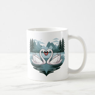 Caneca De Café Elegante Swan Heart Design Mug - Presente para Nam
