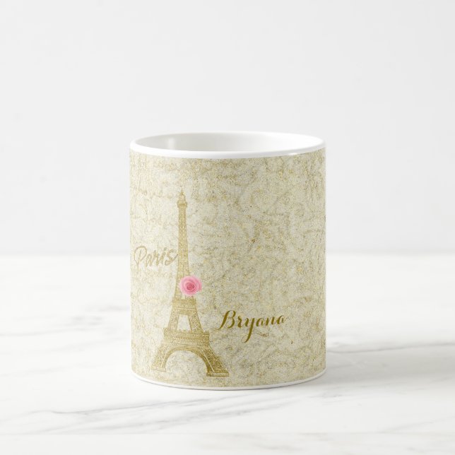 Caneca de Café Elegante Torre Eiffel Paris Dourada (Centro)