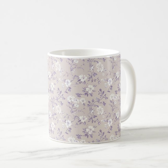 Caneca De Café Elegante Trendy Chic Rustic Pastel Floral (Frente Esquerda)