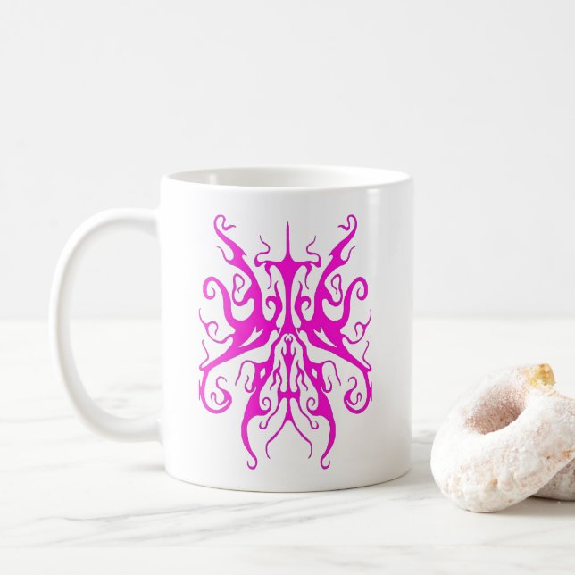 Caneca De Café Elegante Tribal Tattoo Design - rosa (Com Donut)