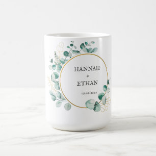 Caneca De Café Elegante Verde Folhagem Eucalipto Personalizado 
