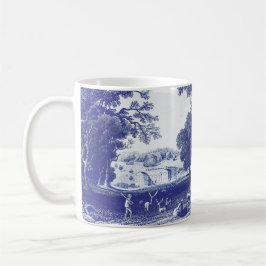 Caneca De Café Elegante Vintage Blue Country Pastoral Toile