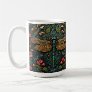 Caneca De Café Elegante Vintage dragonfly boho botânico