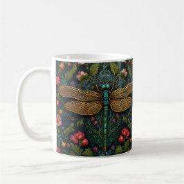 Caneca De Café Elegante Vintage dragonfly boho botânico