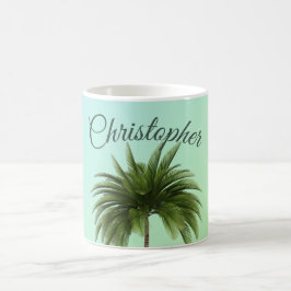 Caneca De Café Elegante Vintage Palm Tree Green