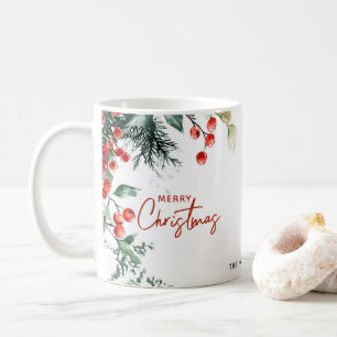 Caneca De Café Elegante Winter Greenery Feliz Natal