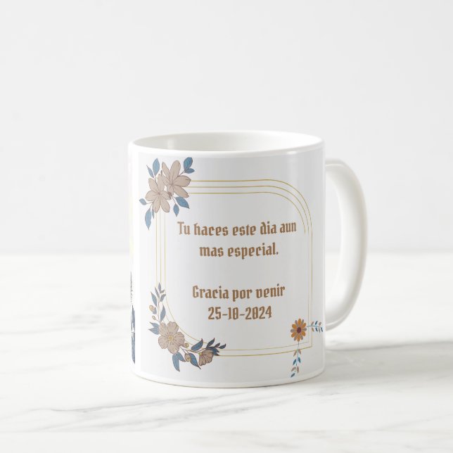 Caneca De Café Elegante y Personalizada para Celebrar su boda  (Frente Esquerda)