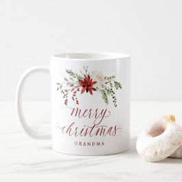 Caneca De Café Elegantes Bagas em Aquarela Foto Feliz Natal