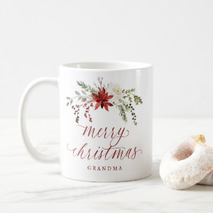 Caneca De Café Elegantes Bagas em Aquarela Foto Feliz Natal