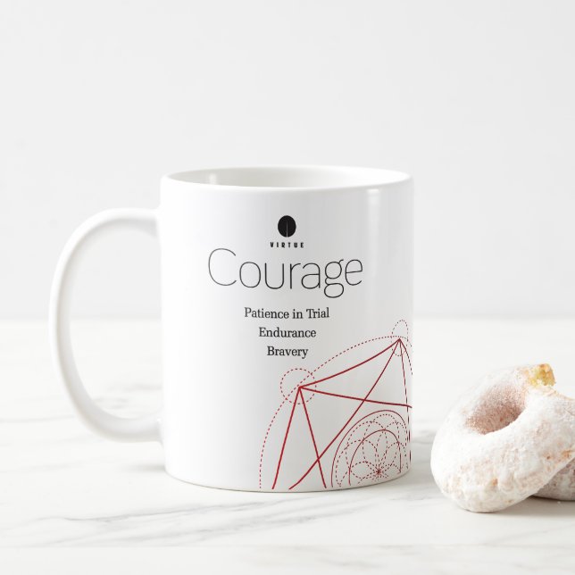 Caneca De Café Eleger arte: Coragem: 6 de 7 virtue mug (Com Donut)