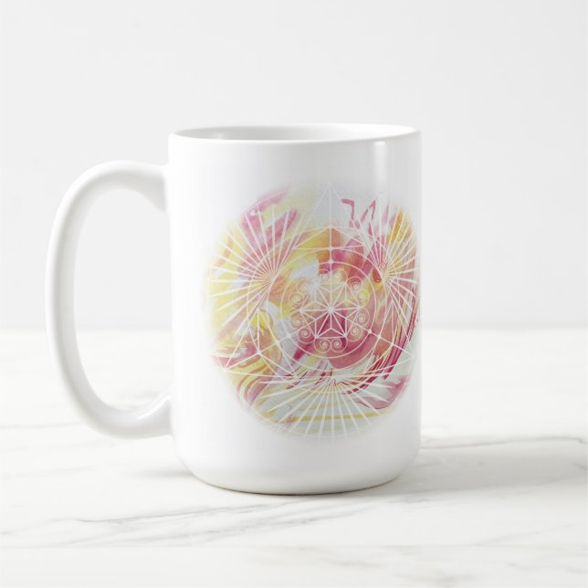 Caneca De Café Elemento De Incêndio Aquarela Mandala Dois Tons (Esquerda)