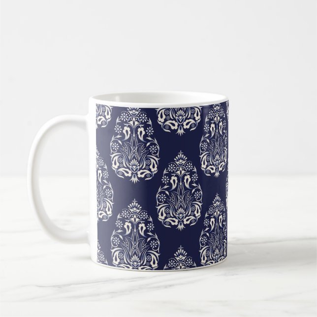 Caneca De Café elemento de padrão uniforme damasco azul (Esquerda)