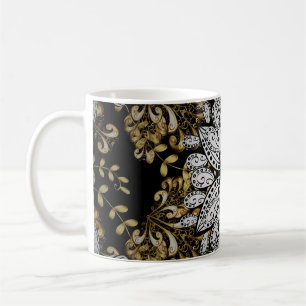 Caneca De Café elemento ouro sobre fundo preto. Ouro preto f