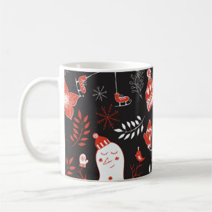 Caneca De Café Elementos De Inverno: Bela Mão Desenhada.