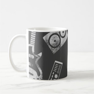 Caneca De Café Elementos de música: vintage com tela de fundo con
