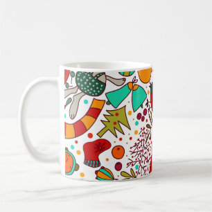 Caneca De Café Elementos de Natal Festivos Design