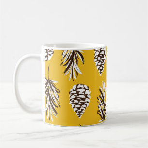 Caneca De Café Elementos de Natureza do outono de Cores de Vintag