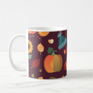 Caneca De Café Elementos do outono, fundo escuro, colheita