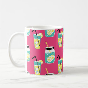 Caneca De Café Elementos ecéticos de Verão, fundo sem costura vin